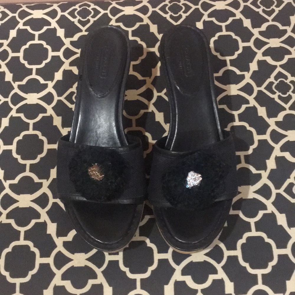 Coach Black Wedges with Jewel Accents